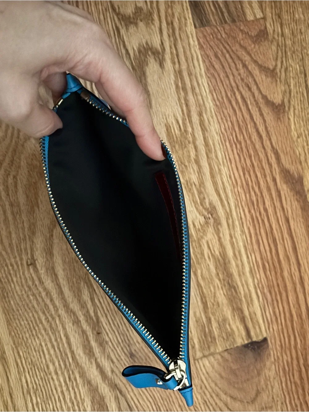 Valentino Garavani Blue Leather Zip Pouch